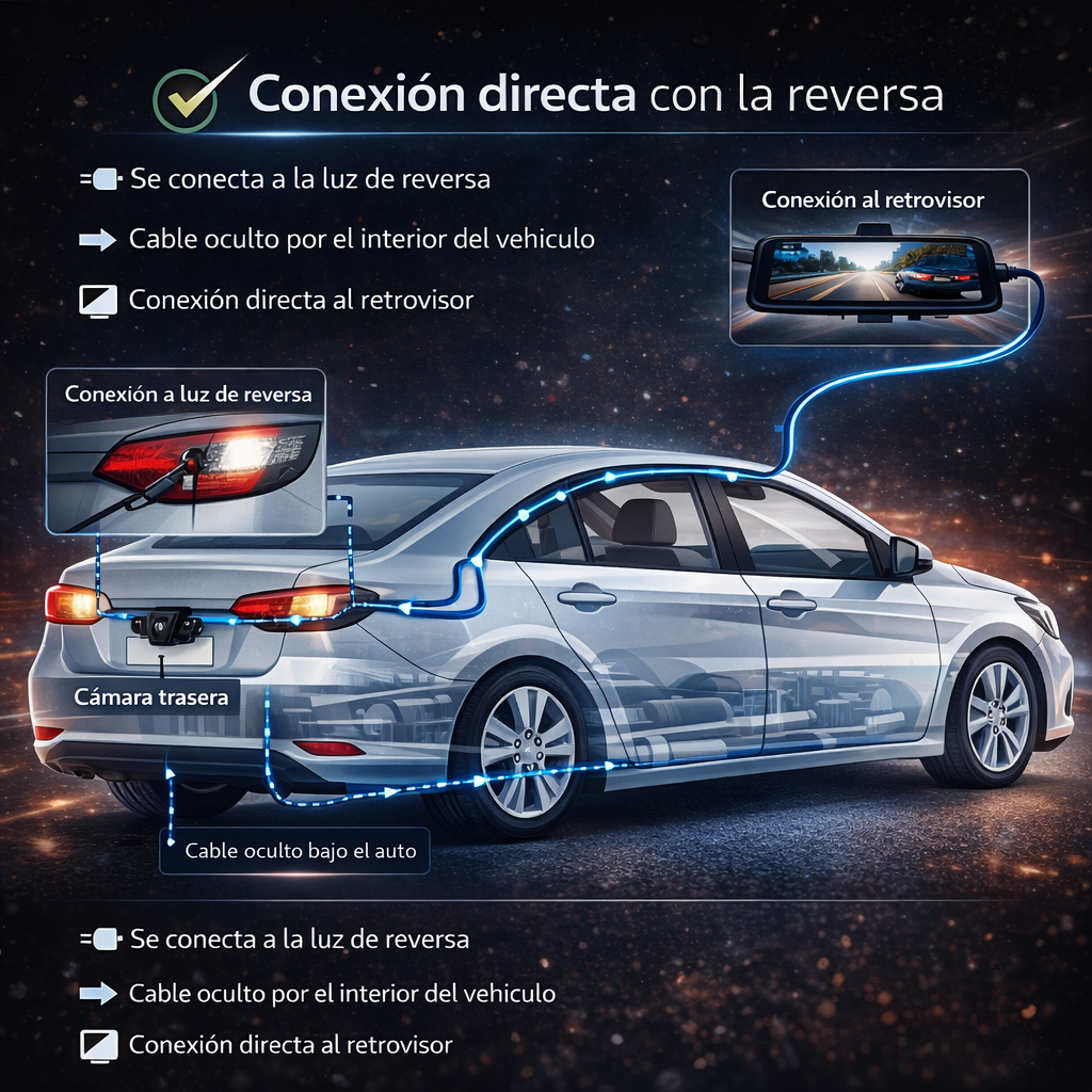 DriveGuard X™ Cámara de retrovisor dual HD, graba en todo momento.