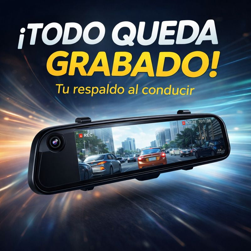 DriveGuard X™  Cámara de retrovisor dual HD, graba en todo momento.