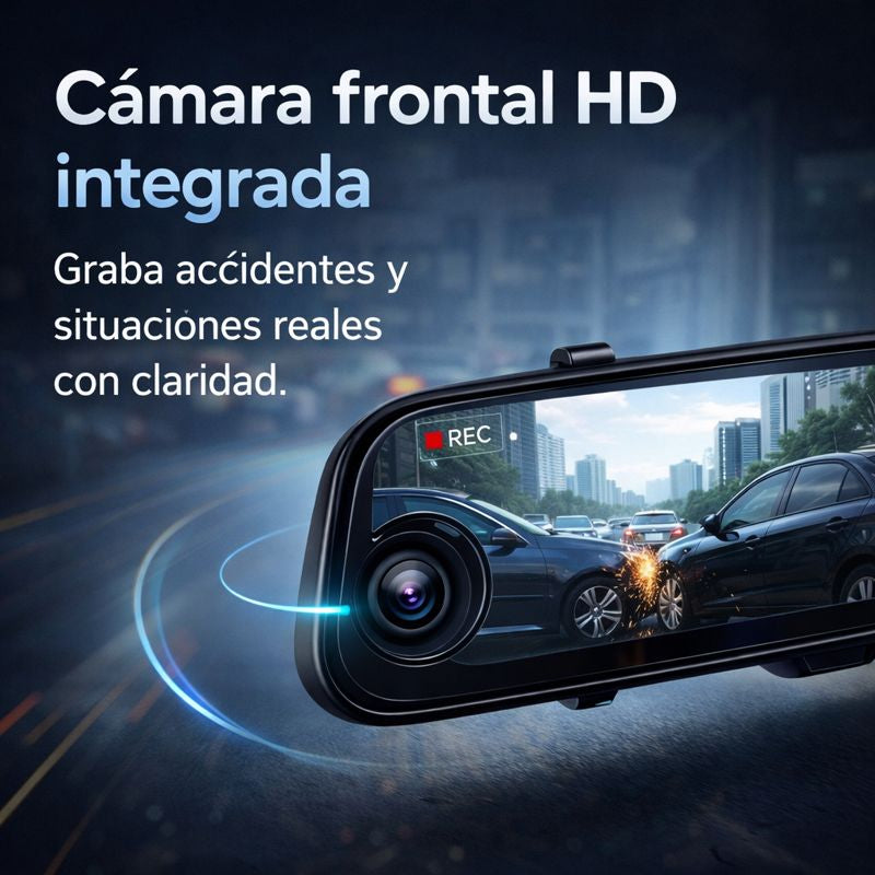 DriveGuard X™  Cámara de retrovisor dual HD, graba en todo momento.