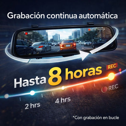 DriveGuard X™  Cámara de retrovisor dual HD, graba en todo momento.