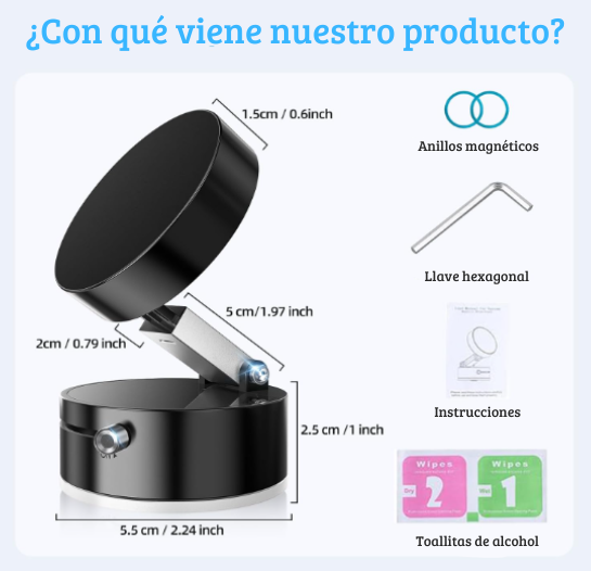 🧲Soporte Magnético con Ventosa para Celular – Ajustable y Ultra Firme