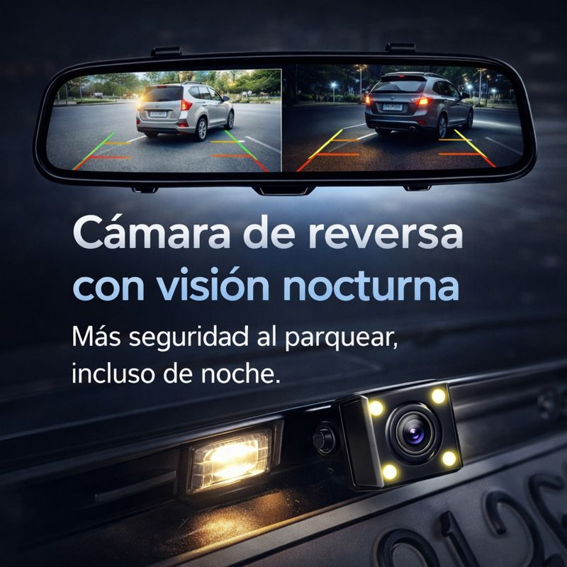 DriveGuard X™  Cámara de retrovisor dual HD, graba en todo momento.